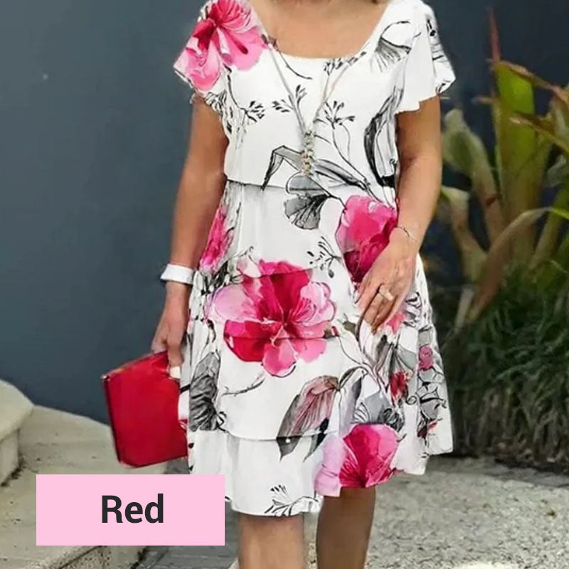 💃SUMMER HOT SALE 49% OFF🎁Multi-plant Floral Print Cascade Dress