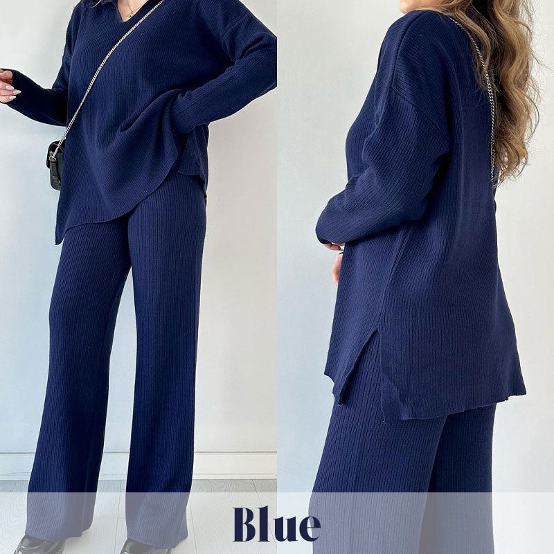 🌟V-Neck Casual Slit Knitted Two-Piece Set🌟FREE SHIPPING