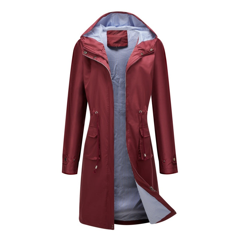 Women's Long Casual Splash-proof Hooded Windbreaker Jacket【FREE SHIPPING】