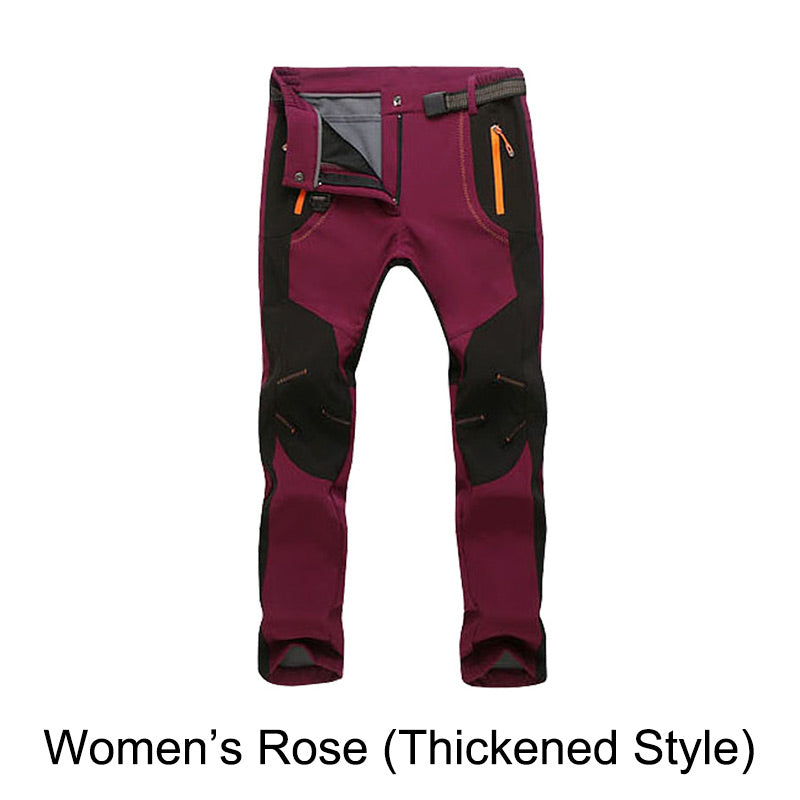 đWindproof Waterproof Warm Elastic Waist Hiking Pants