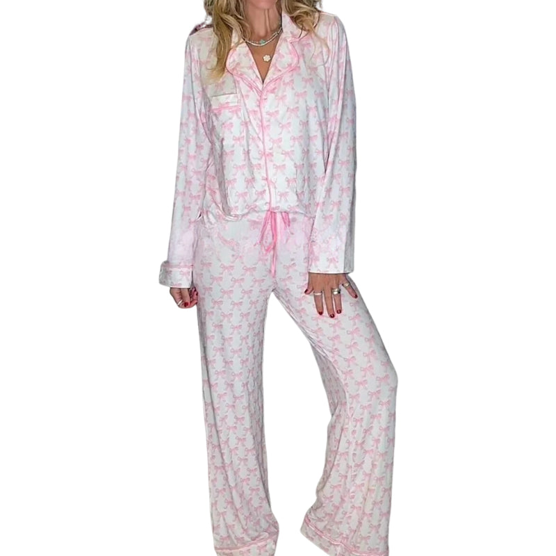 🔥Today Specials-Women’s Heart-Printed Button-Down Long-Sleeve Pajama Sets