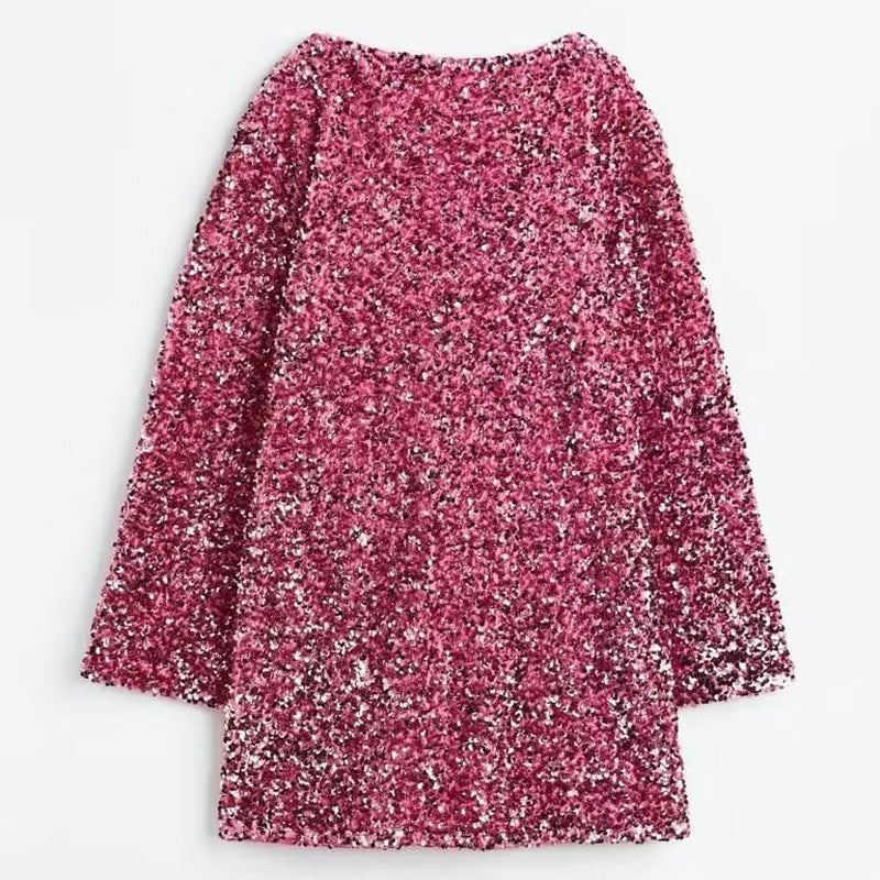 🔥LAST DAY 60% OFF💥👗Gift Choice - Long Sleeve Loose Sequined Tie-back Dress