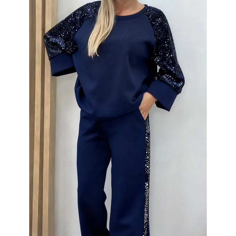 ⏳Limited-time 50% off💓Women's Sequin Spliced Sweatshirt & Pants Set