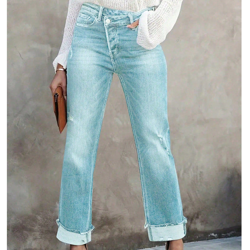 Women's High-Waist Straight-Leg Stretch Jeans