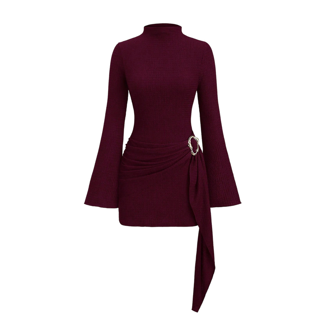 Women's Mock-Neck Ruched Bodycon Dress