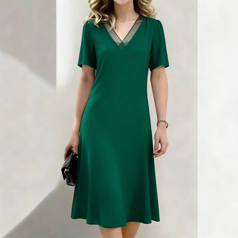 Women's Elegant V-Neck Mesh Dress