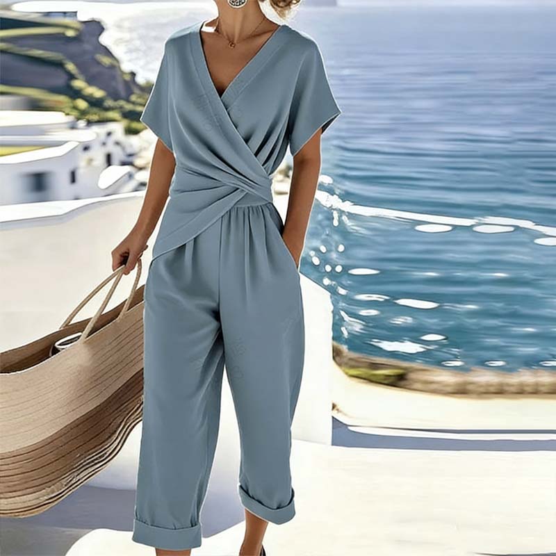 Elegant Solid Color Two-Piece Set