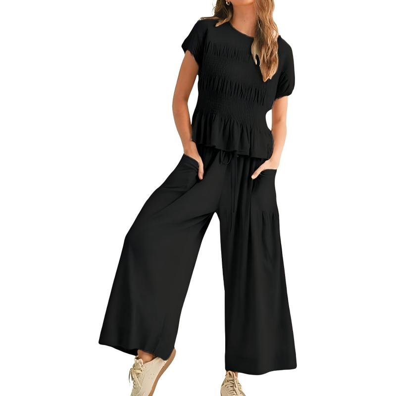 🔥Hot Deals-Women’s Pleated Top & Wide-Leg Pants Set