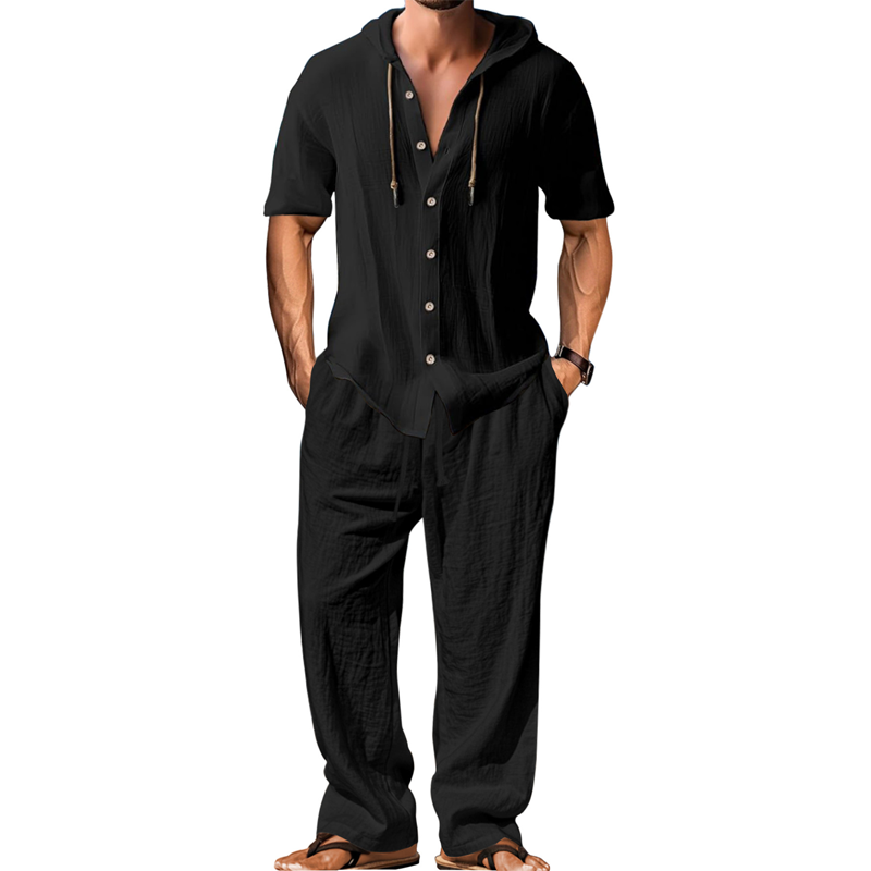 Men's Casual Hooded Shirt & Pants Set