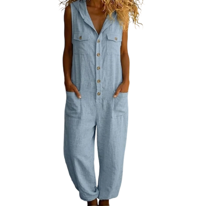Women's Casual Sleeveless Hooded Jumpsuit