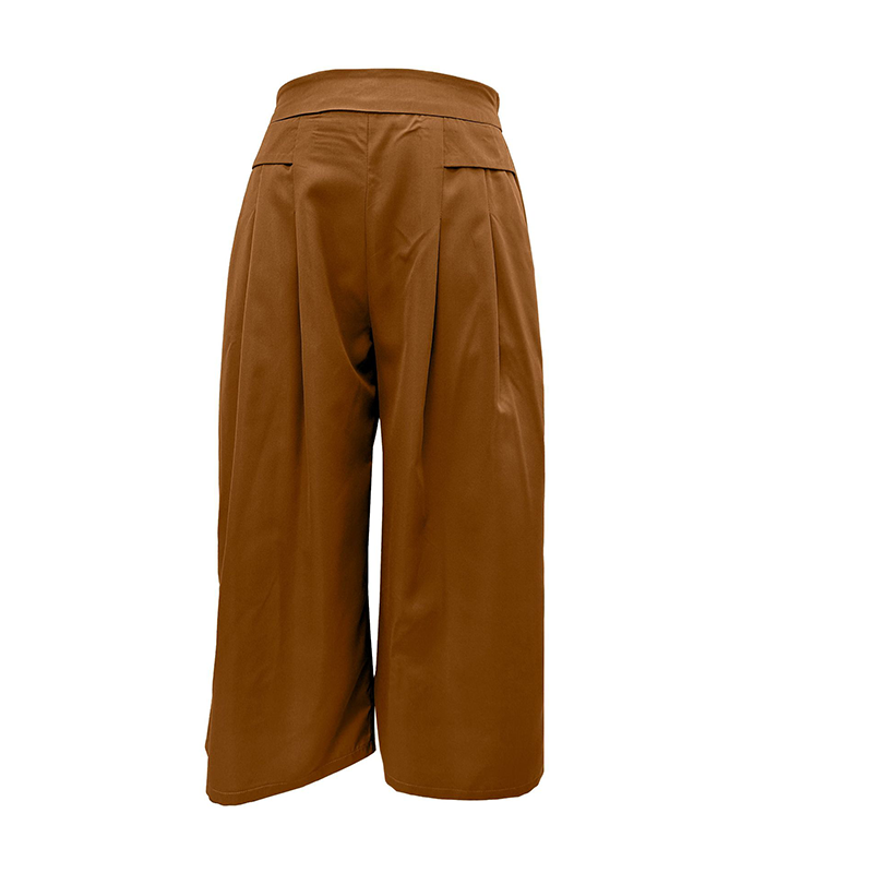 Women's High-Waist Pleated Wide-Leg Culottes