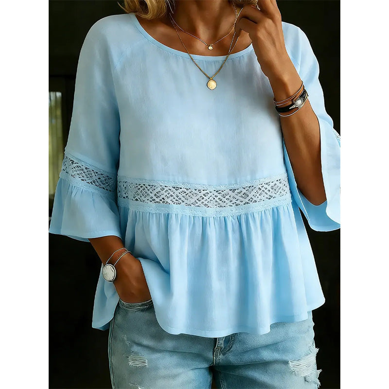 Women's Ruffle Sleeve Peplum Blouse