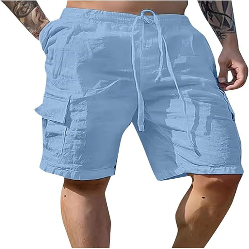 Men's Cotton Linen Multi-Pocket Breathable Shorts