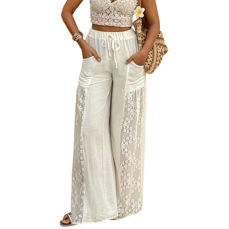 Women's Flowing Lace Pants With Drawstring