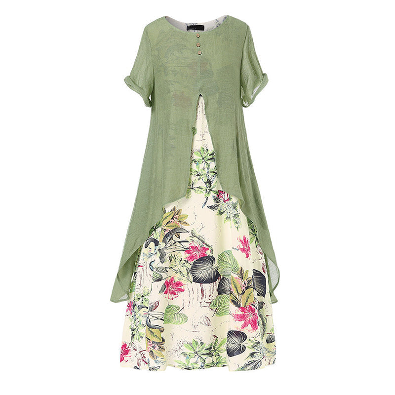 ⏳Limited-time 50% off⏰Women's Layered Look Floral Print Casual Dress💐👗
