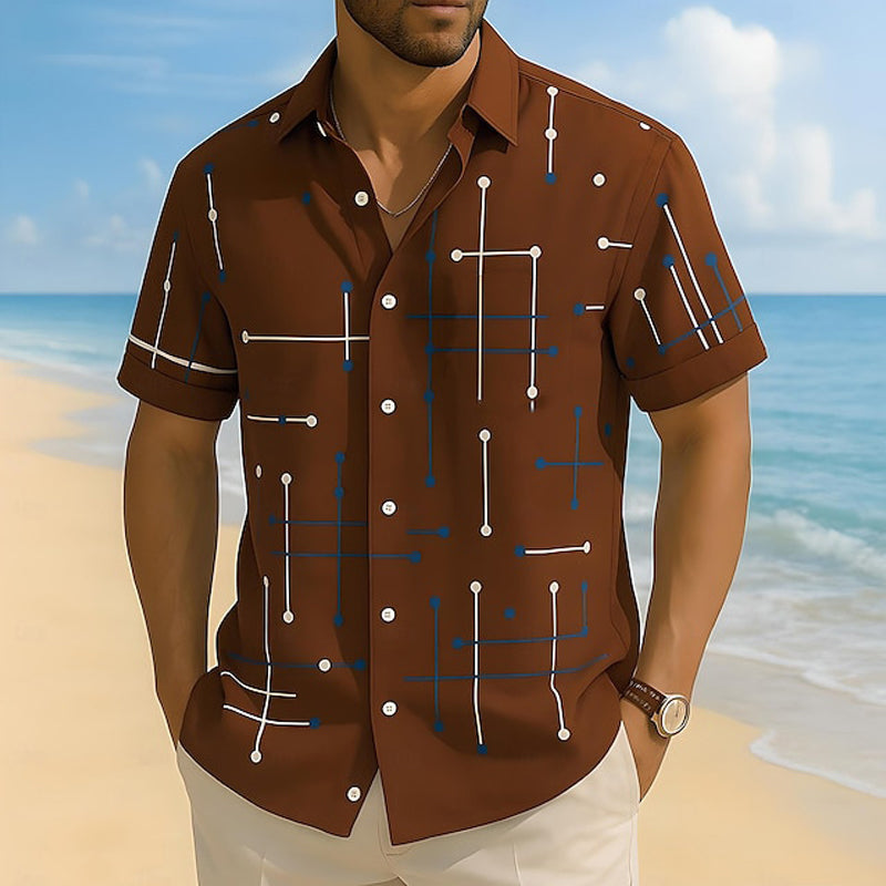 đLIMITED-TIME 50% OFF! đMenâs Geometric Print RelaxedâFit ButtonâDown Shirt