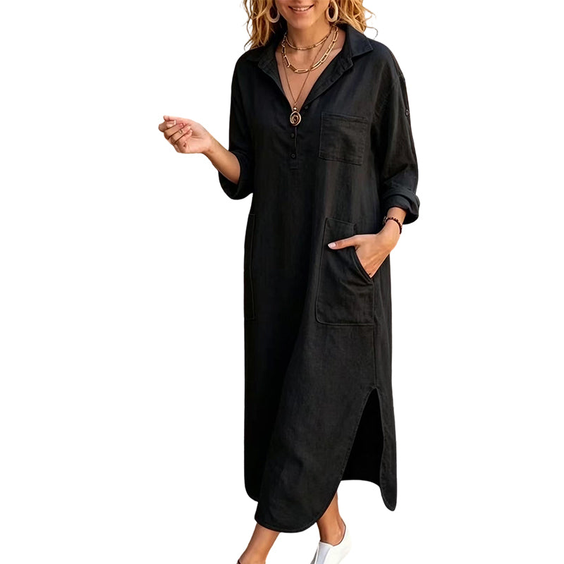 Women's Casual Loose Fit Maxi Shirt Dress