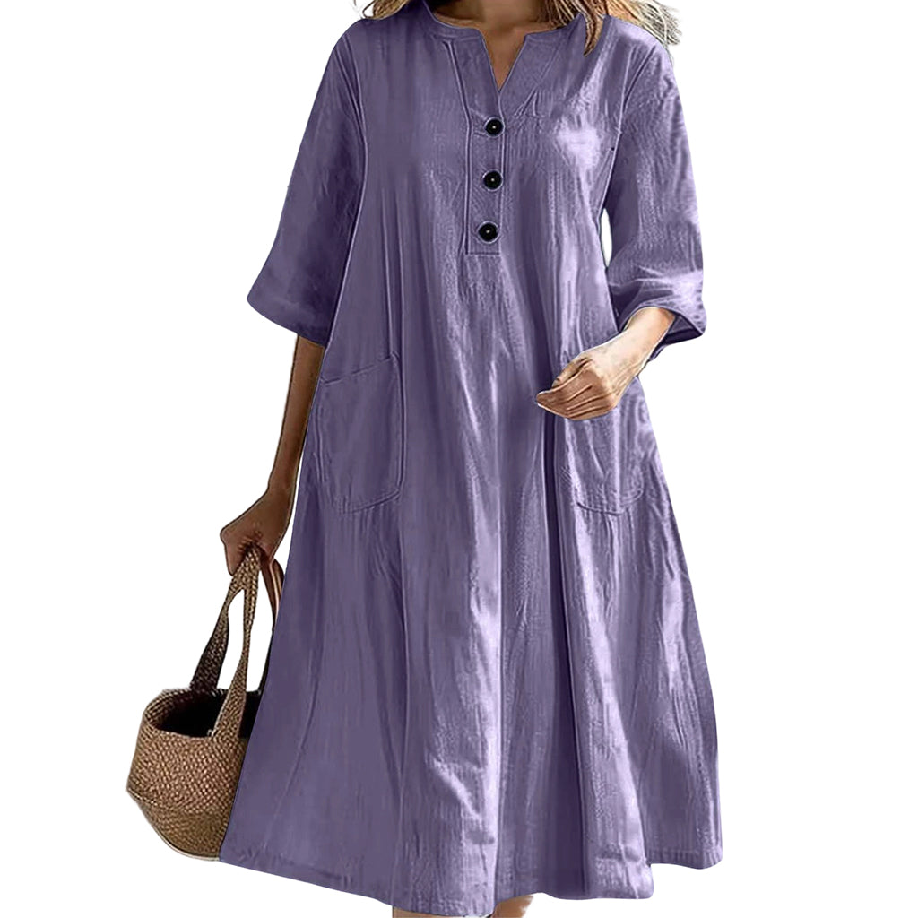 🏖️Summer Hot Sale 50% OFF🏝️👗Women’s Oversized A-Line Midi Dress with Pockets✨