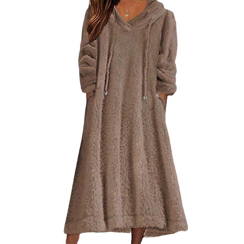 ❄️ Cozy Winter Comfort | Women's Plush Hooded Maxi Lounge Dress