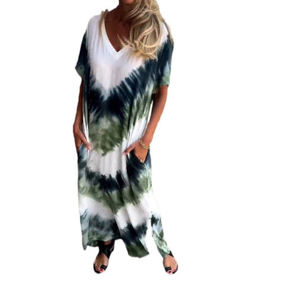 ⏰Last Day Sale 49% Off💃Casual Loose Printed V-Neck Long Dress