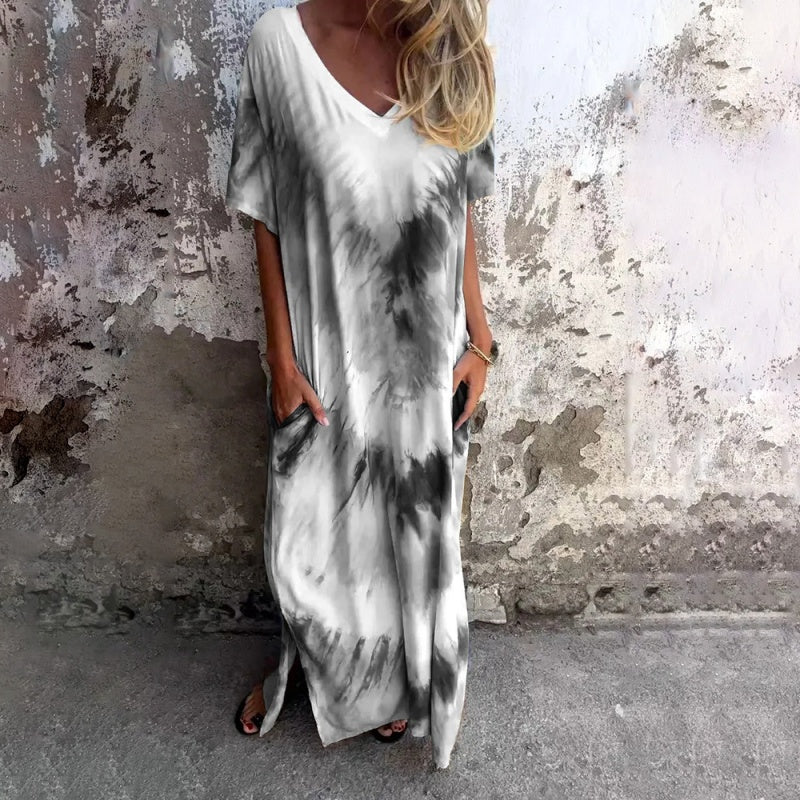 ⏰Last Day Sale 49% Off💃Casual Loose Printed V-Neck Long Dress