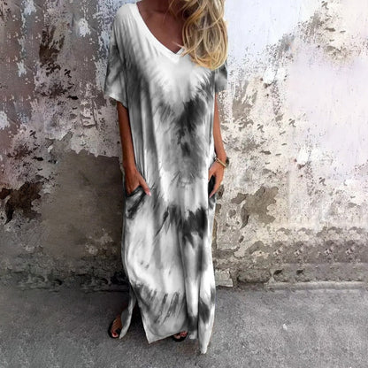 ⏰Last Day Sale 49% Off💃Casual Loose Printed V-Neck Long Dress