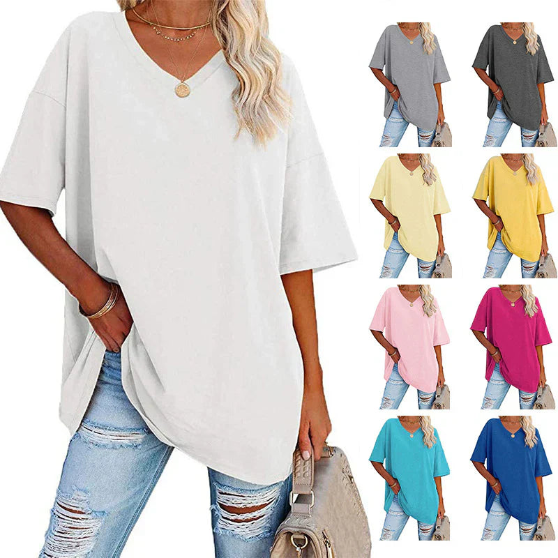 🌷2026 Summer Sale 50% OFF☀️Women's Summer Half Sleeve Casual Loose Fit Cotton Tunic T-shirt