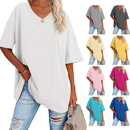 🌷2026 Summer Sale 50% OFF☀️Women's Summer Half Sleeve Casual Loose Fit Cotton Tunic T-shirt