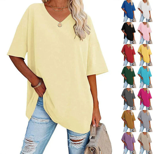 🌷2026 Summer Sale 50% OFF☀️Women's Summer Half Sleeve Casual Loose Fit Cotton Tunic T-shirt
