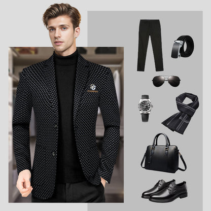 ❄️Winter Hot Sale🔥Men's Fleece-Lined Slim-Fit Casual Suit Jacket【FREE SHIPPING】