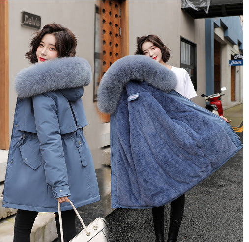 Woman’s Winter Loose Hooded Synthetic Fleece Thickened Parka Coat【FREE SHIPPING】