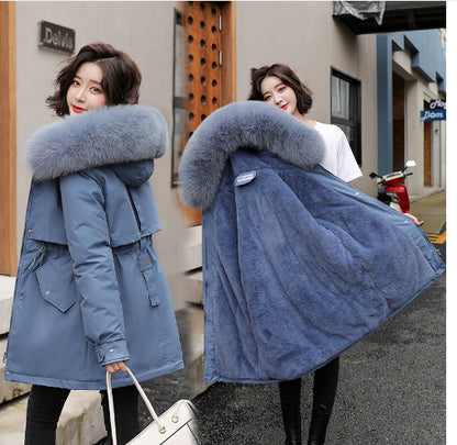 Woman’s Winter Loose Hooded Synthetic Fleece Thickened Parka Coat【FREE SHIPPING】