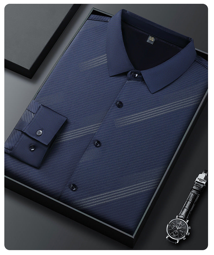 Men's Warm Striped Shirt with Comfort Fit
