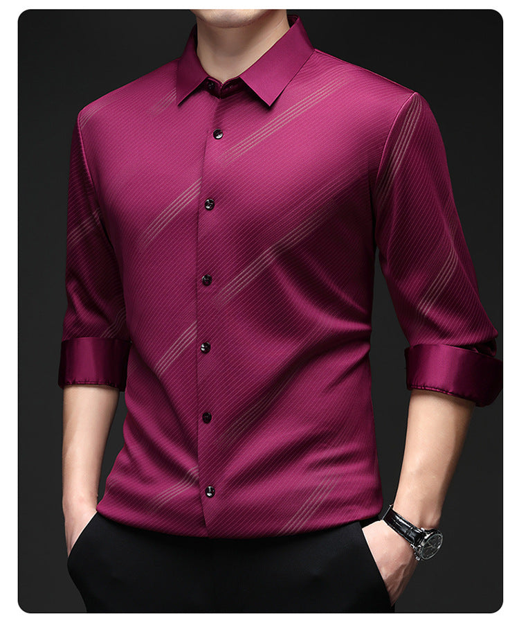 Men's Warm Striped Shirt with Comfort Fit