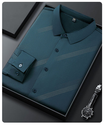 Men's Warm Striped Shirt with Comfort Fit