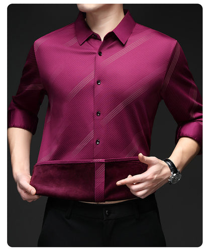Men's Warm Striped Shirt with Comfort Fit