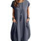 Women's Cotton Linen Loose Casual Pocket Dress