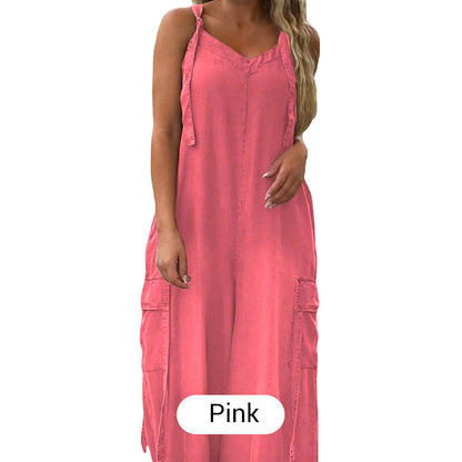 💕What should I wear tomorrow?💃Women's Loose Wide-Leg Jumpsuit with Pockets✨ Comfort Meets Effortless Style