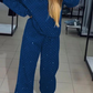 Women’s Round-neck Casual Sports Sweatshirt and Jogger Pants 2-piece Set