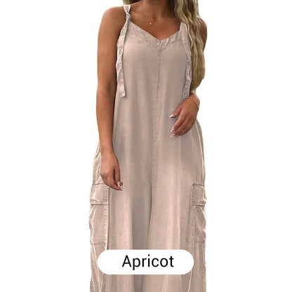 💕What should I wear tomorrow?💃Women's Loose Wide-Leg Jumpsuit with Pockets✨ Comfort Meets Effortless Style