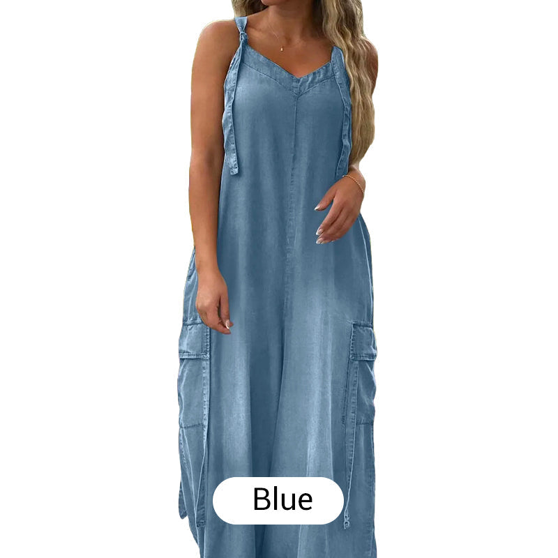 💕What should I wear tomorrow?💃Women's Loose Wide-Leg Jumpsuit with Pockets✨ Comfort Meets Effortless Style