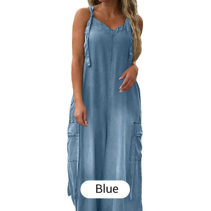 💕What should I wear tomorrow?💃Women's Loose Wide-Leg Jumpsuit with Pockets✨ Comfort Meets Effortless Style