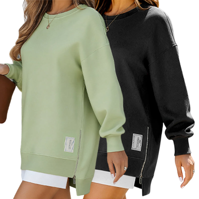 ✨ Easy Everyday Comfort | Women's Half-Zip Long-Sleeve Sweatshirt Dress