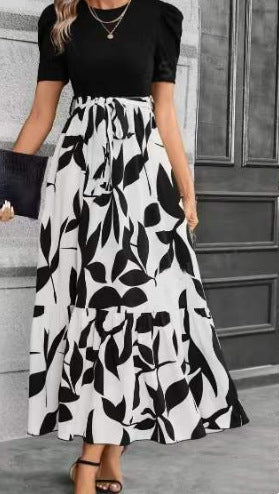 🌸Spring Specials 49% OFF🌸Women's Summer  High Waist  Dress Short Sleeve Crew Neck Floral