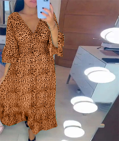🔥LAST DAY SALE 50% OFF🔥Women's Cotton Wrap Dress with leopard pattern
