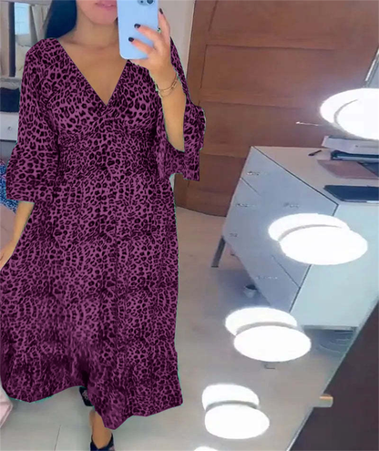🔥LAST DAY SALE 50% OFF🔥Women's Cotton Wrap Dress with leopard pattern