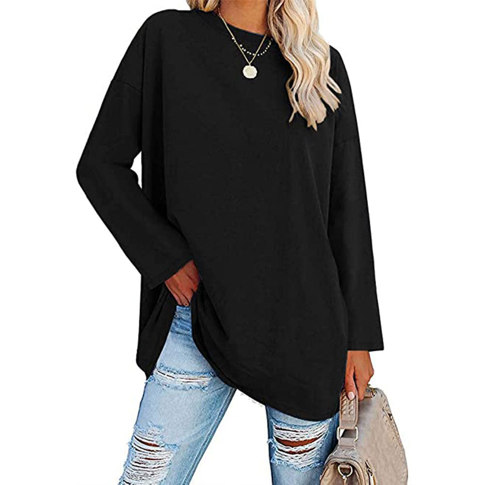 2026 new colours women's round-neck loose-fitting drop-shoulder sleeves tops【BUY 2 GET FREE SHIPPING】