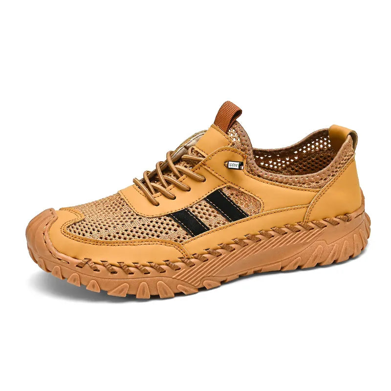 ⏰Limited Time 50% OFF🛒 Men’s Slip-On Orthopedic Leather Hiking Shoes – Breathable Mesh, Durable Rubber Sole, Lightweight & Supportive