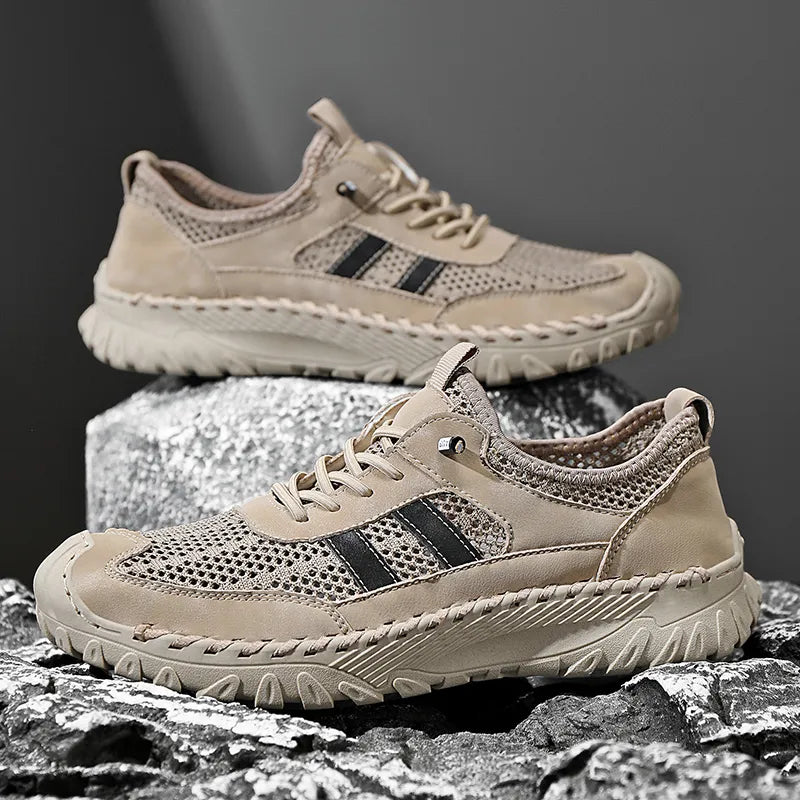 ⏰Limited Time 50% OFF🛒 Men’s Slip-On Orthopedic Leather Hiking Shoes – Breathable Mesh, Durable Rubber Sole, Lightweight & Supportive