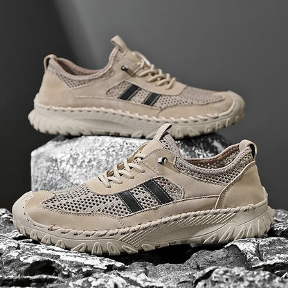 ⏰Limited Time 50% OFF🛒 Men’s Slip-On Orthopedic Leather Hiking Shoes – Breathable Mesh, Durable Rubber Sole, Lightweight & Supportive